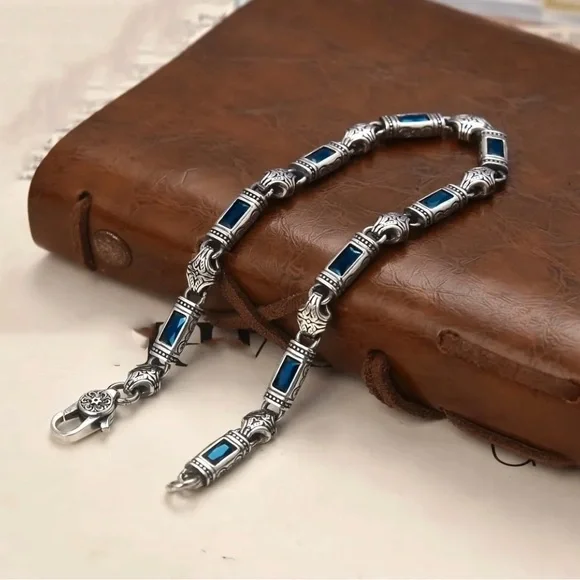 Fathers Day Blue Gem Motif Bracelet - Picture 4 of 5